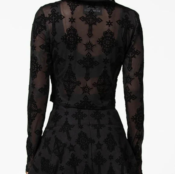 Steeple Mesh Long Sleeve Top - Picture 2 of 4